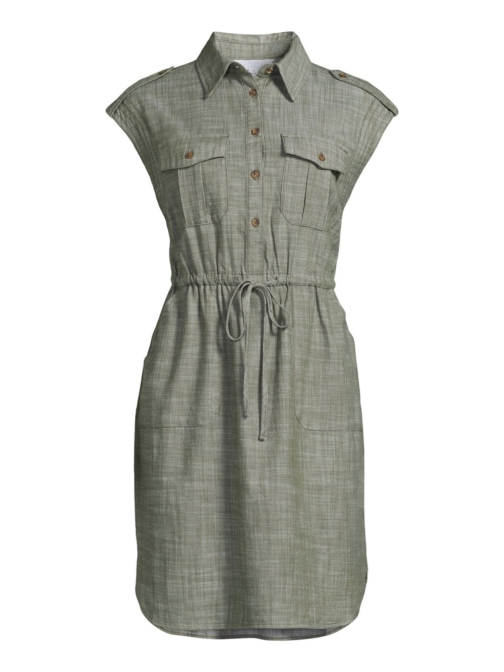 TIME AND TRU Olive Green Drawstring Utility Midi Dress